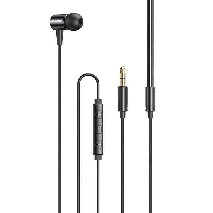 awei L2  3.5mm Plug In-Ear Wired Stereo Earphone with Mic(Black) - Normal Style Earphone by awei | Online Shopping UK | buy2fix