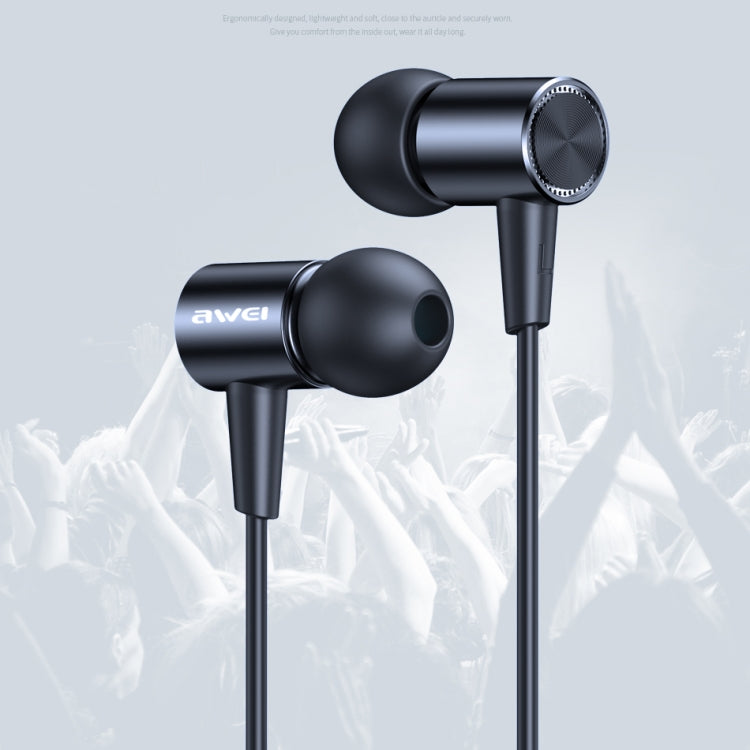 awei L2  3.5mm Plug In-Ear Wired Stereo Earphone with Mic(Black) - Normal Style Earphone by awei | Online Shopping UK | buy2fix