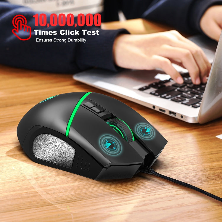 HXSJ A876 Wired Mouse Colorful Synchronous Light Emission 6400dpi Adjustable Light Gaming Mouse, Length: 150cm - Wired Mice by HXSJ | Online Shopping UK | buy2fix