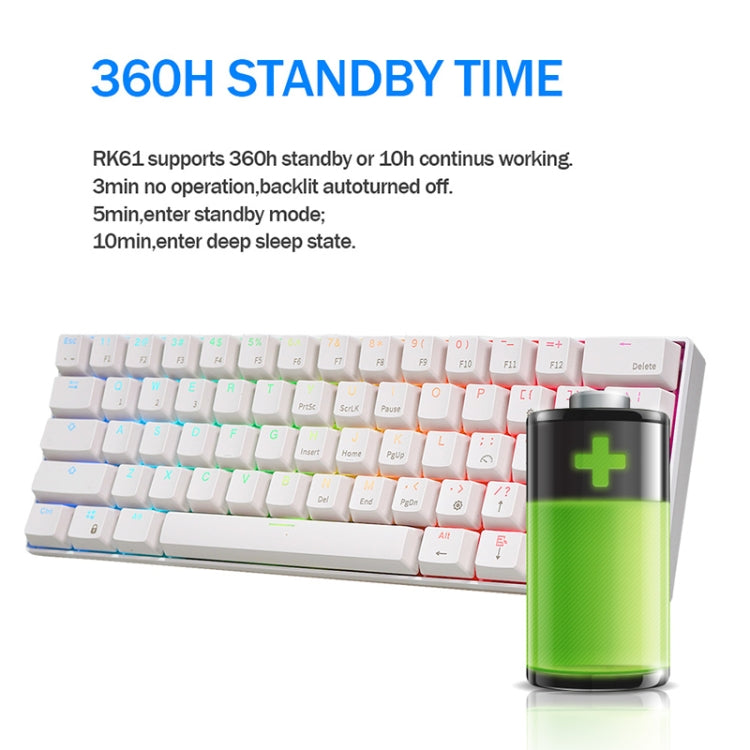 RK61 61 Keys Bluetooth / 2.4G Wireless / USB Wired Three Modes Red Switch Tablet Mobile Gaming Mechanical Keyboard with RGB Backlight, Cable Length: 1.5m (White) - Wired Keyboard by buy2fix | Online Shopping UK | buy2fix