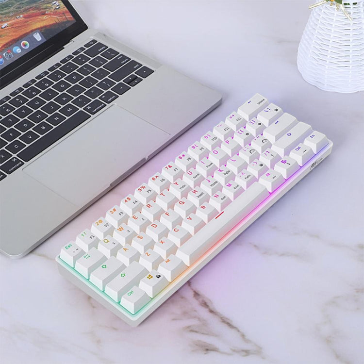 RK61 61 Keys Bluetooth / 2.4G Wireless / USB Wired Three Modes Red Switch Tablet Mobile Gaming Mechanical Keyboard with RGB Backlight, Cable Length: 1.5m (White) - Wired Keyboard by buy2fix | Online Shopping UK | buy2fix