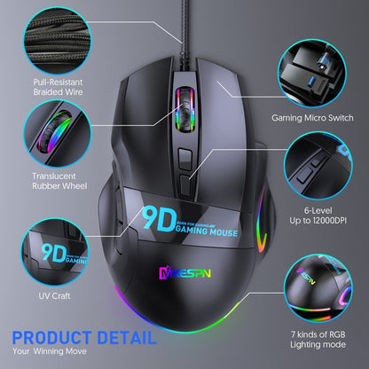 MKESPN X10 9-Buttons RGB Wired Macro Definition Gaming Mouse - Wired Mice by MKESPN | Online Shopping UK | buy2fix