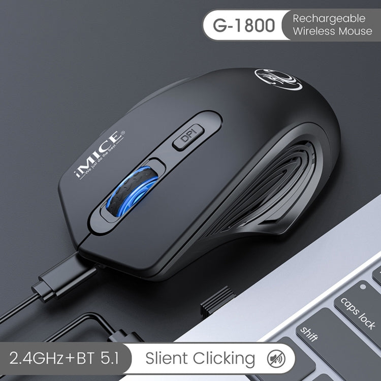 iMICE G-1800 Rechargeable 4 Buttons 1600 DPI 2.4GHz & Bluetooth Silent Wireless Mouse for Computer PC Laptop (Black) - Wireless Mice by iMICE | Online Shopping UK | buy2fix