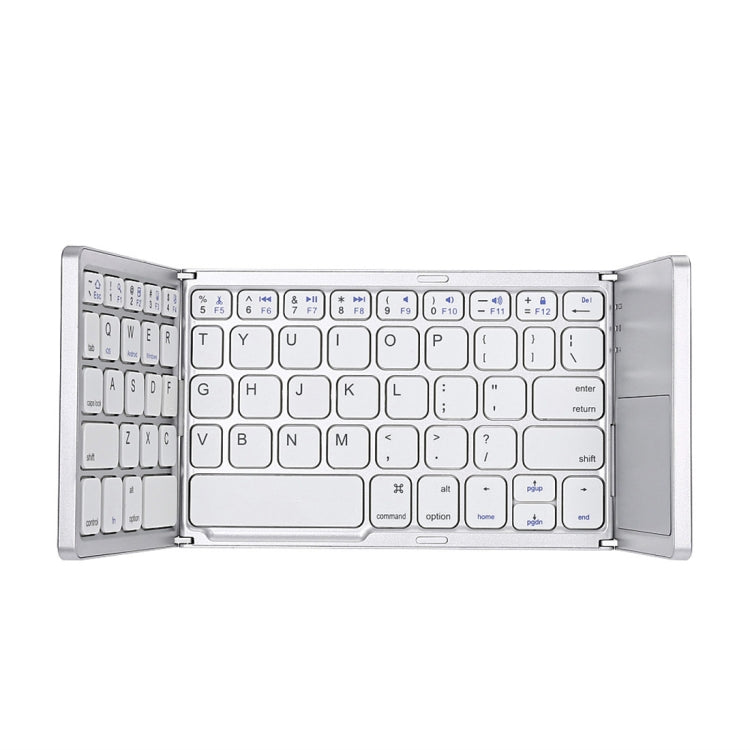 B033 Rechargeable 3-Folding 64 Keys Bluetooth Wireless Keyboard with Touchpad(Silver) - Wireless Keyboard by buy2fix | Online Shopping UK | buy2fix