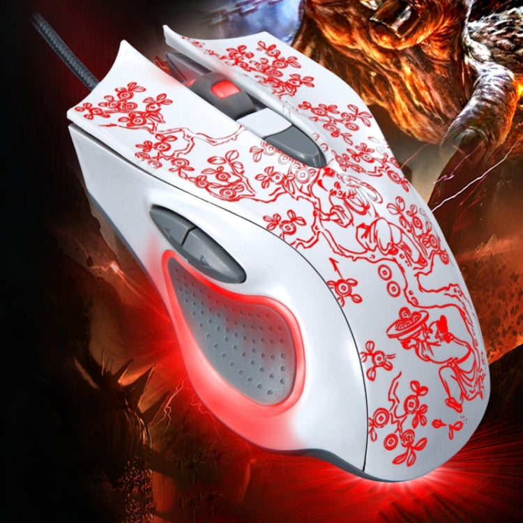 ZGB 169 USB 2400DPI Four-speed Adjustable LED Backlight Wired Optical E-sport Gaming Mouse with Counter Weight, Length: 1.45m(White) - Wired Mice by Chasing Leopard | Online Shopping UK | buy2fix