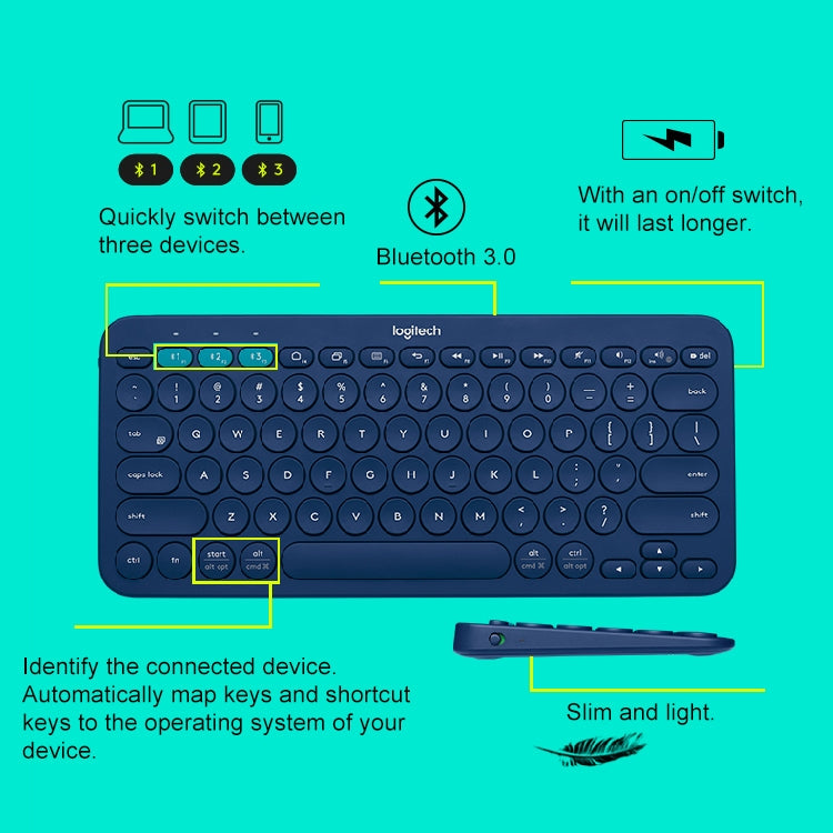 Logitech K380 Portable Multi-Device Wireless Bluetooth Keyboard (Red) - Wireless Keyboard by Logitech | Online Shopping UK | buy2fix