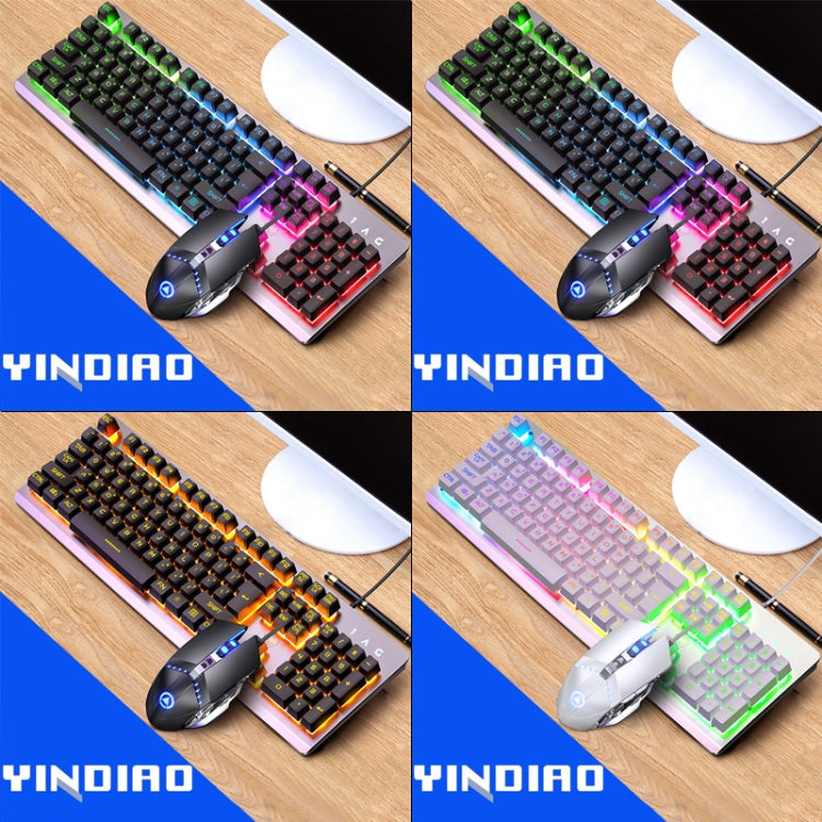 YINDIAO K002 USB Wired Mechanical Feel RGB Backlight Keyboard + Optical Silent Mouse Set(Black) - Wired Keyboard by YINDIAO | Online Shopping UK | buy2fix