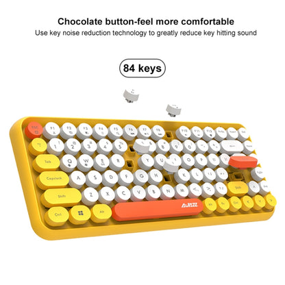 Ajazz 308I 84 Keys Tablet Mobile Phone Computer Household Office Bluetooth Keyboard(Yellow) - Wireless Keyboard by Ajazz | Online Shopping UK | buy2fix