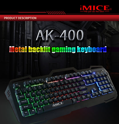 iMICE AK-400 USB Interface 104 Keys Wired Colorful Backlight Gaming Keyboard for Computer PC Laptop(Black) -  by iMICE | Online Shopping UK | buy2fix