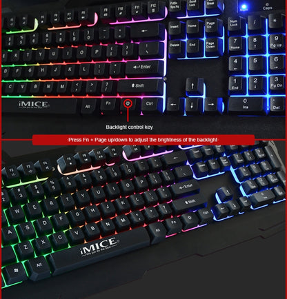 iMICE AK-400 USB Interface 104 Keys Wired Colorful Backlight Gaming Keyboard for Computer PC Laptop(Black) - Wired Keyboard by iMICE | Online Shopping UK | buy2fix