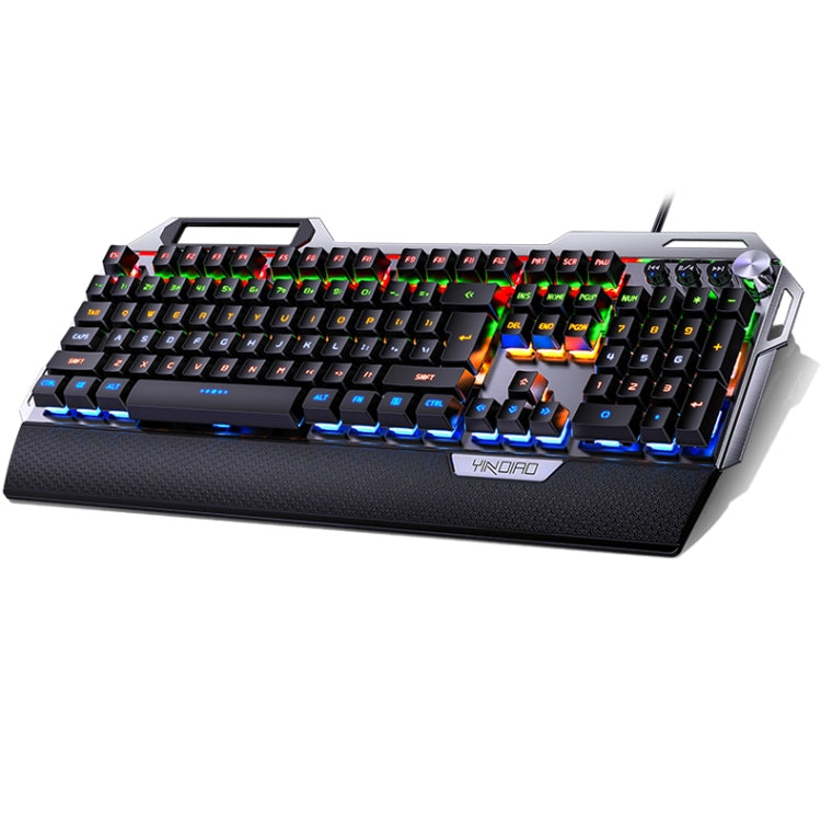 YINDIAO K100 USB Metal Mechanical Gaming Wired Keyboard, Mixed Light Blue Shaft(Black) - Wired Keyboard by YINDIAO | Online Shopping UK | buy2fix