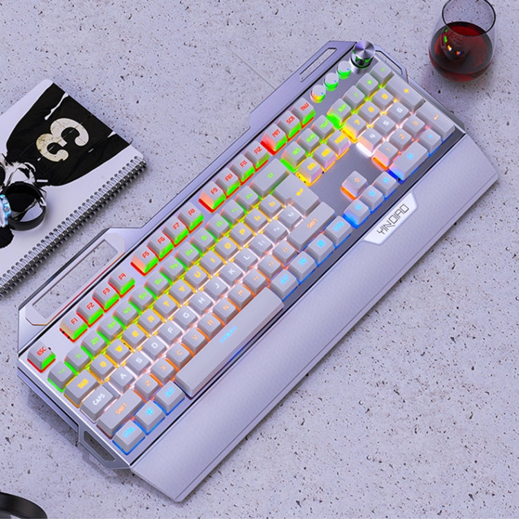 YINDIAO K100 USB Metal Mechanical Gaming Wired Keyboard, Mixed Light Blue Shaft (White) - Wired Keyboard by YINDIAO | Online Shopping UK | buy2fix