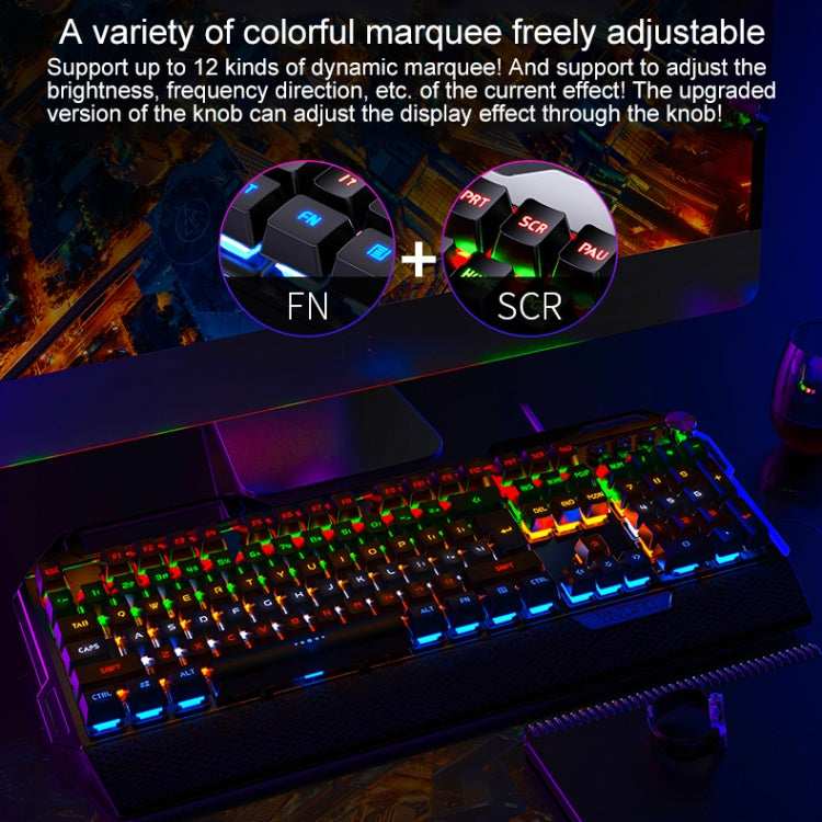 YINDIAO K100 USB Metal Mechanical Gaming Wired Keyboard, Mixed Light Blue Shaft(Black) - Wired Keyboard by YINDIAO | Online Shopping UK | buy2fix