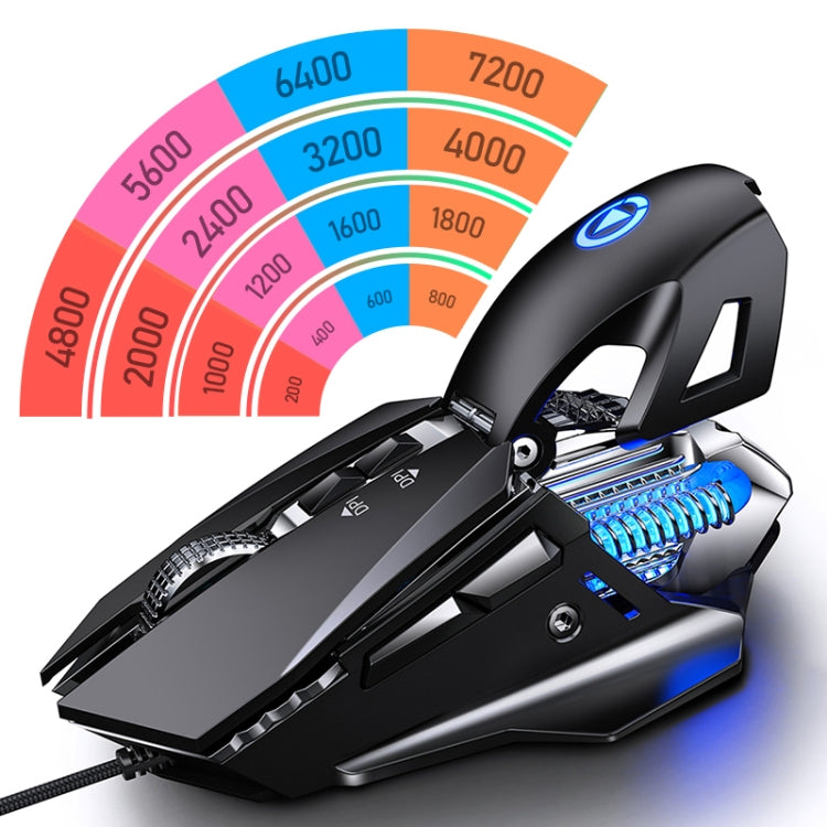 YINDIAO G10 7200DPI 7-modes Adjustable 7-keys RGB Light Wired Metal Mechanical Hard Core Macro Mouse, Style: Audio Version(Black) - Computer & Networking by YINDIAO | Online Shopping UK | buy2fix