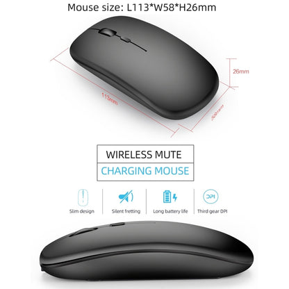 HXSJ M90 2.4GHz Ultrathin Mute Rechargeable Dual Mode Wireless Bluetooth Notebook PC Mouse (Silver) - Wireless Mice by HXSJ | Online Shopping UK | buy2fix