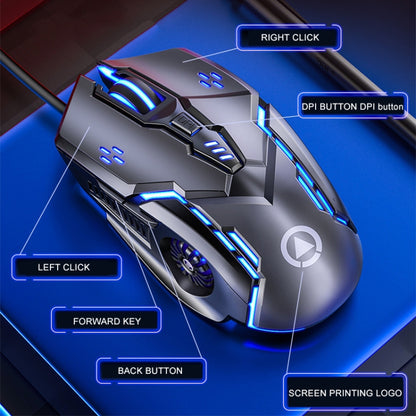 YINDIAO G5 3200DPI 4-modes Adjustable 6-keys RGB Light Wired Gaming Mouse (Grey) - Computer & Networking by YINDIAO | Online Shopping UK | buy2fix