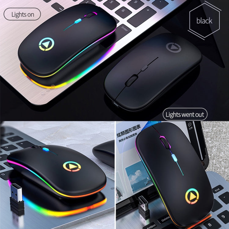 YINDIAO A2 2.4GHz 1600DPI 3-modes Adjustable RGB Light Rechargeable Wireless Silent Mouse (Black) - Computer & Networking by YINDIAO | Online Shopping UK | buy2fix
