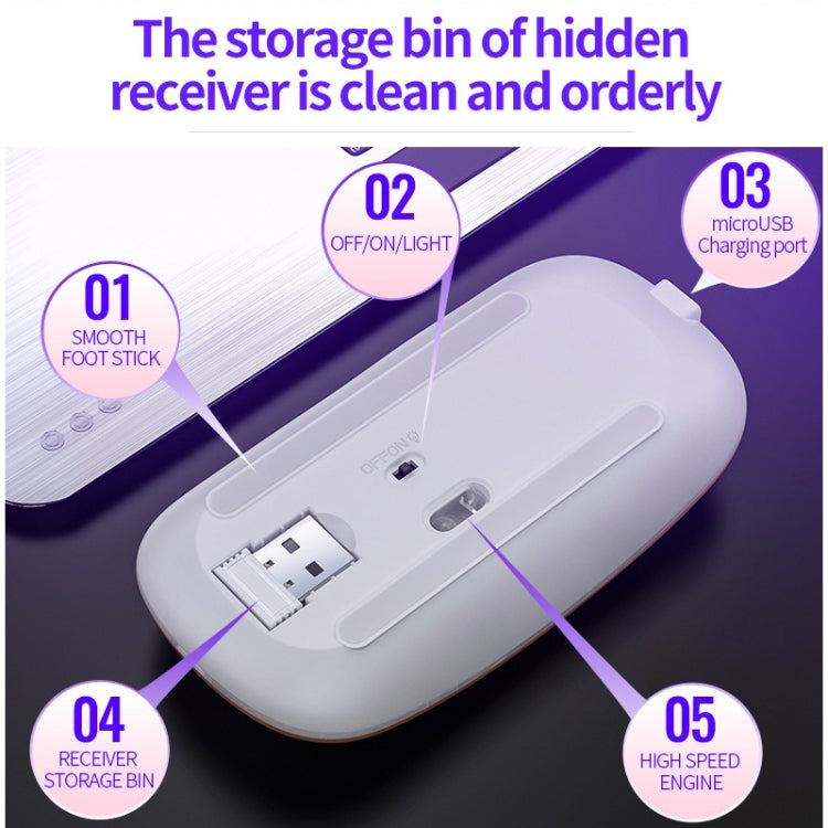 YINDIAO A2 2.4GHz 1600DPI 3-modes Adjustable RGB Light Rechargeable Wireless Silent Mouse (Grey) - Computer & Networking by YINDIAO | Online Shopping UK | buy2fix