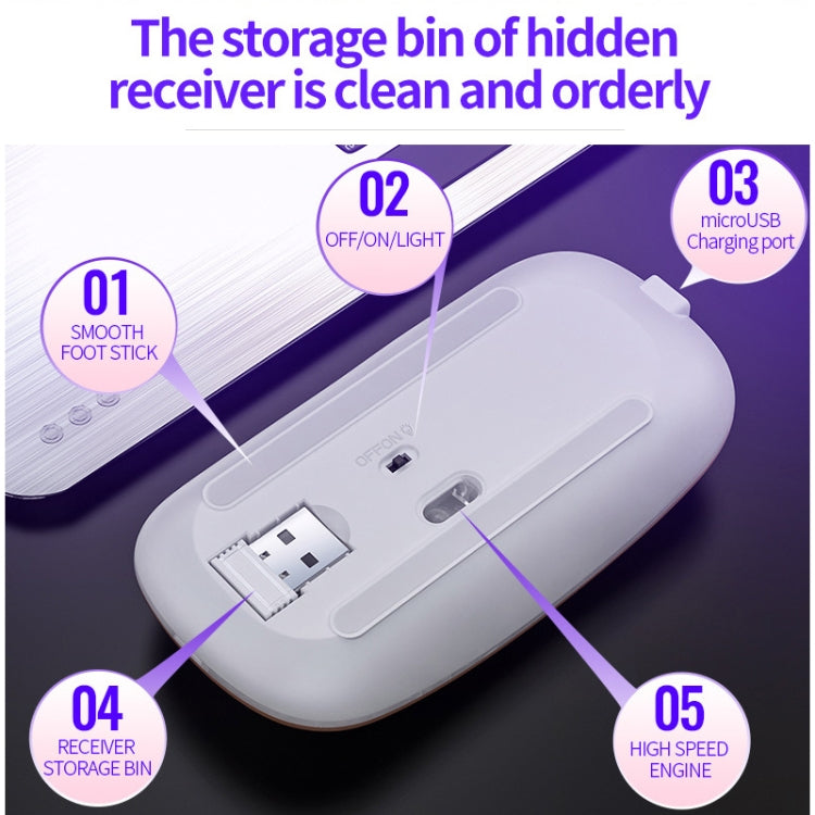 YINDIAO A2 2.4GHz 1600DPI 3-modes Adjustable RGB Light Rechargeable Wireless Silent Mouse (White) - Computer & Networking by YINDIAO | Online Shopping UK | buy2fix