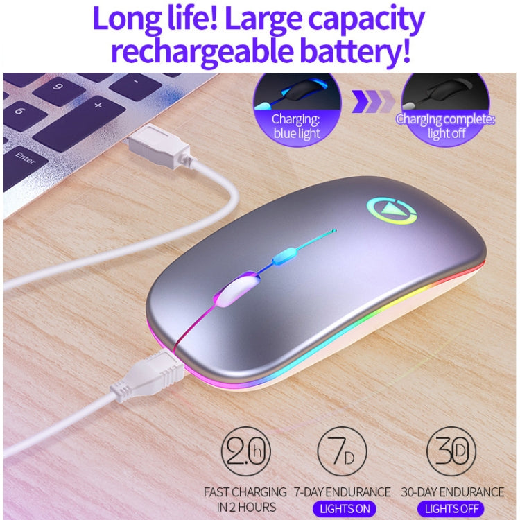 YINDIAO A2 2.4GHz 1600DPI 3-modes Adjustable RGB Light Rechargeable Wireless Silent Mouse (Grey) - Computer & Networking by YINDIAO | Online Shopping UK | buy2fix