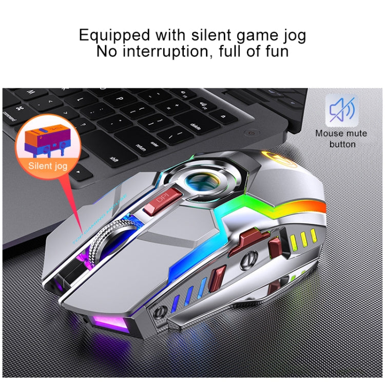 YINDIAO A5 2.4GHz 1600DPI 3-modes Adjustable Rechargeable RGB Light Wireless Silent Gaming Mouse (Grey) - Computer & Networking by YINDIAO | Online Shopping UK | buy2fix