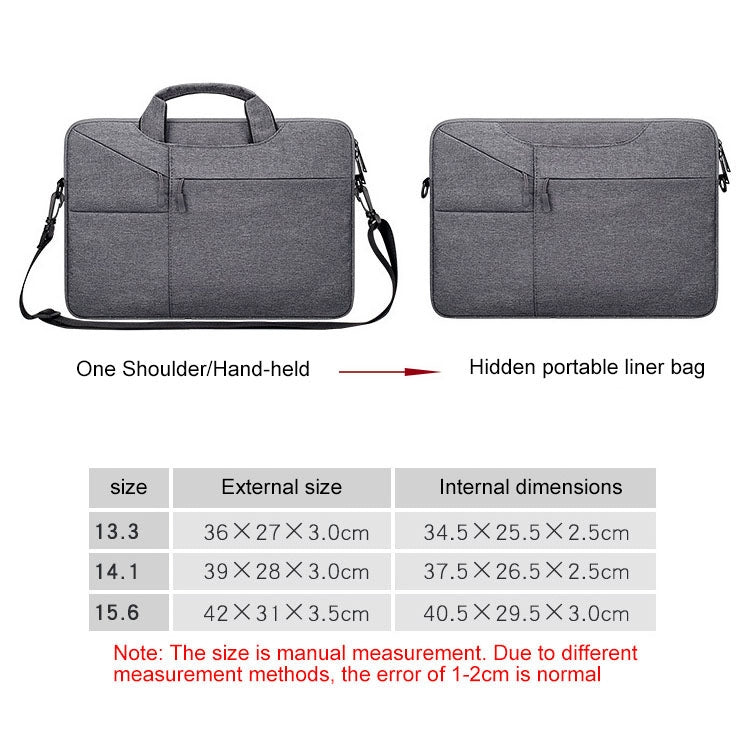 ST02S Waterproof Tear Resistance Hidden Portable Strap One-shoulder Handbag for 15.6 inch Laptops, with Suitcase Belt(Light Grey) - Computer & Networking by buy2fix | Online Shopping UK | buy2fix