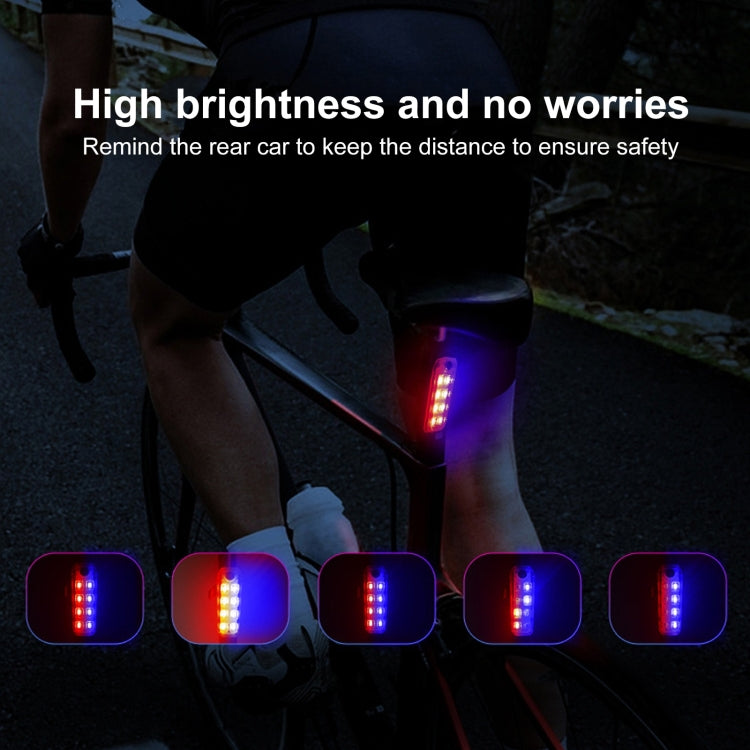 QZ-W007 8 x SMD Rechargeable Red and Blue Bicycle Safety Warning Tail Light - Taillights by buy2fix | Online Shopping UK | buy2fix