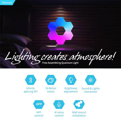 3 PCS / Set LifeSmart Creative Geometry Assembly Quantum Light with Base, Smart APP Control / Voice Control - Sensor LED Lights by LifeSmart | Online Shopping UK | buy2fix