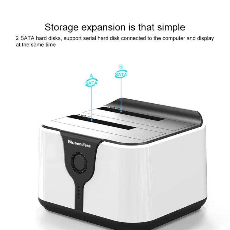 Blueendless 2.5 / 3.5 inch SATA USB 3.0 2 Bay Hard Drive Dock (UK Plug) - HDD Enclosure by Blueendless | Online Shopping UK | buy2fix