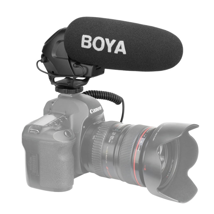 BOYA BY-BM3030 Shotgun Super-cardioid Condenser Broadcast Microphone with Windshield for Canon / Nikon / Sony DSLR Cameras (Black) - Consumer Electronics by BOYA | Online Shopping UK | buy2fix