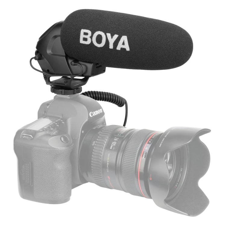 BOYA BY-BM3031 Shotgun Super-cardioid Condenser Broadcast Microphone with Windshield for Canon / Nikon / Sony DSLR Cameras(Black) - Camera Microphone by BOYA | Online Shopping UK | buy2fix