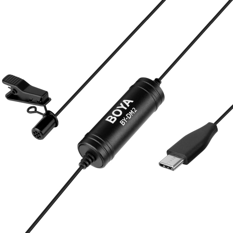 BOYA BY-DM2 USB-C / Type-C Broadcast Lavalier Condenser Microphone with Windscreen for Android Phones / Tablets (Black) - Consumer Electronics by BOYA | Online Shopping UK | buy2fix