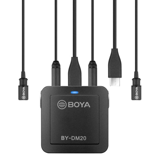 BOYA BY-DM20 Dual-Channel Recording Lavalier Microphone for iPhone / Android(Type-C) / Laptop(Black) - Camera Microphone by BOYA | Online Shopping UK | buy2fix