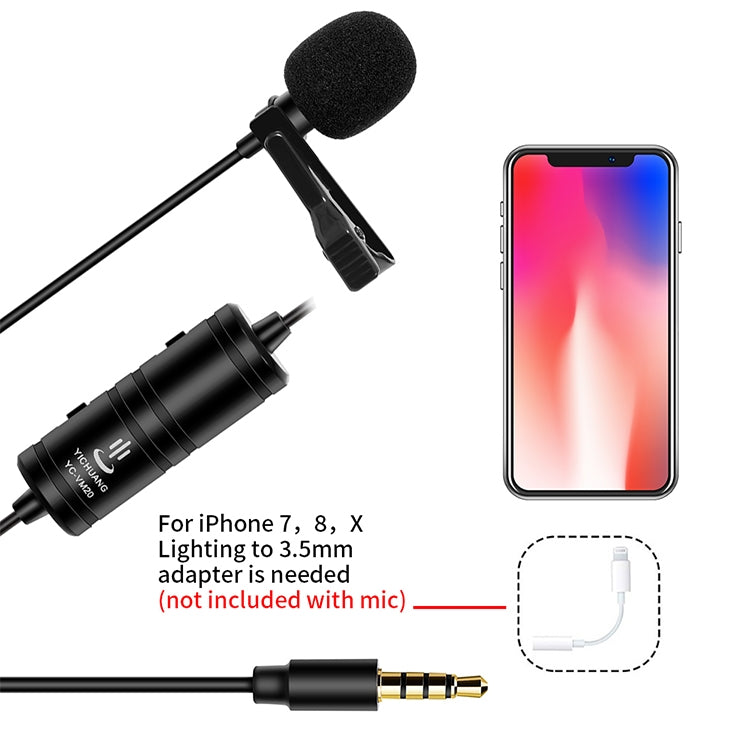 YICHUANG YC-VM20 3.5mm Port Video Recording Omnidirectional Lavalier Microphone, Cable Length: 6m - Consumer Electronics by YICHUANG | Online Shopping UK | buy2fix