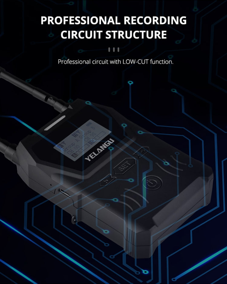 YELANGU YLG9929B MX4 Dual-Channel 100CH UHF Wireless Microphone System with 2 Transmitters and Receiver for DSLR Cameras and Video Cameras(Black) - Consumer Electronics by YELANGU | Online Shopping UK | buy2fix