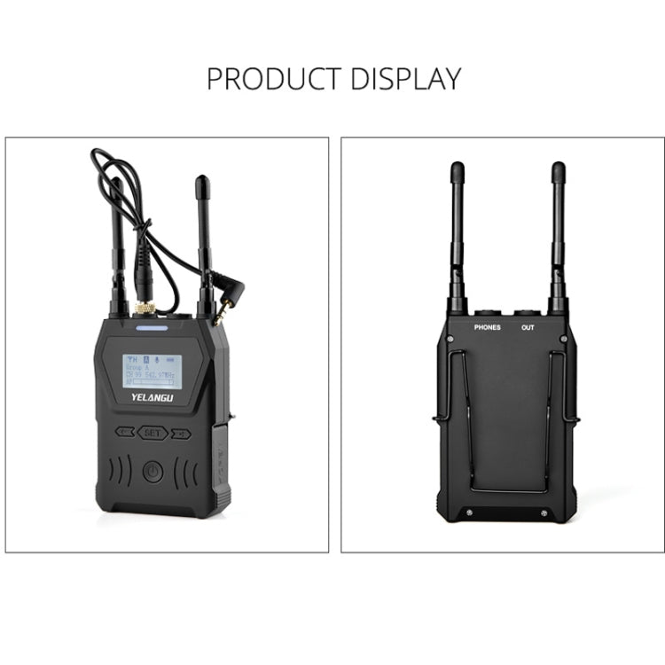 YELANGU YLG9929B MX4 Dual-Channel 100CH UHF Wireless Microphone System with 2 Transmitters and Receiver for DSLR Cameras and Video Cameras(Black) - Consumer Electronics by YELANGU | Online Shopping UK | buy2fix