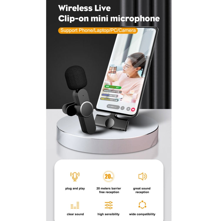 Type-C / USB-C Interface Live Broadcast Wireless Lavalier Microphone - Consumer Electronics by buy2fix | Online Shopping UK | buy2fix