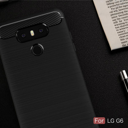For LG G6 Brushed Carbon Fiber Texture Shockproof TPU Protective Cover Case(Black) - Mobile Accessories by buy2fix | Online Shopping UK | buy2fix