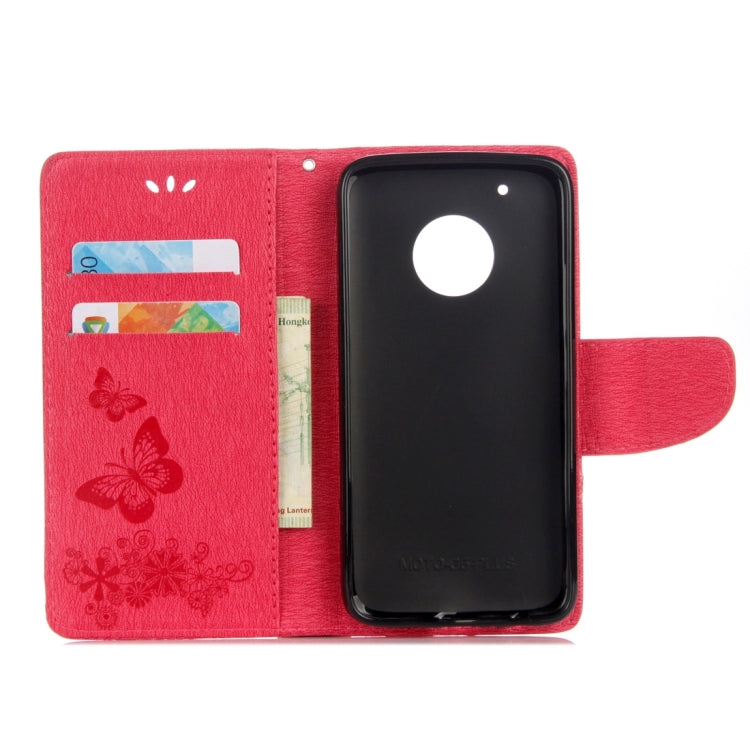 For Motorola Moto G5 Plus Pressed Flowers Butterfly Pattern Horizontal Flip Leather Case with Holder & Card Slots & Wallet(Red) - Motorola Cases by buy2fix | Online Shopping UK | buy2fix