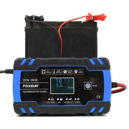 FOXSUR 12V-24V Car Motorcycle Truck Repair Battery Charger AGM Charger, US Plug (Blue) - In Car by FOXSUR | Online Shopping UK | buy2fix