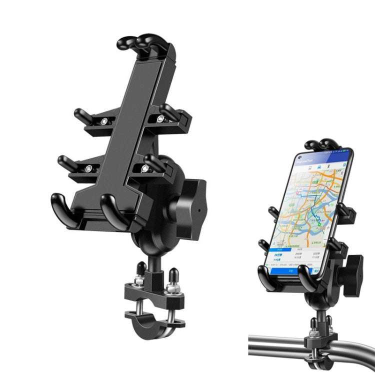 U-shaped Bolt Ball-Head Motorcycle Handlebar Multi-function Eight-jaw Aluminum Phone Navigation Holder Bracket, Width of Phone: 6.5-10.2cm &#160; - Holder by buy2fix | Online Shopping UK | buy2fix