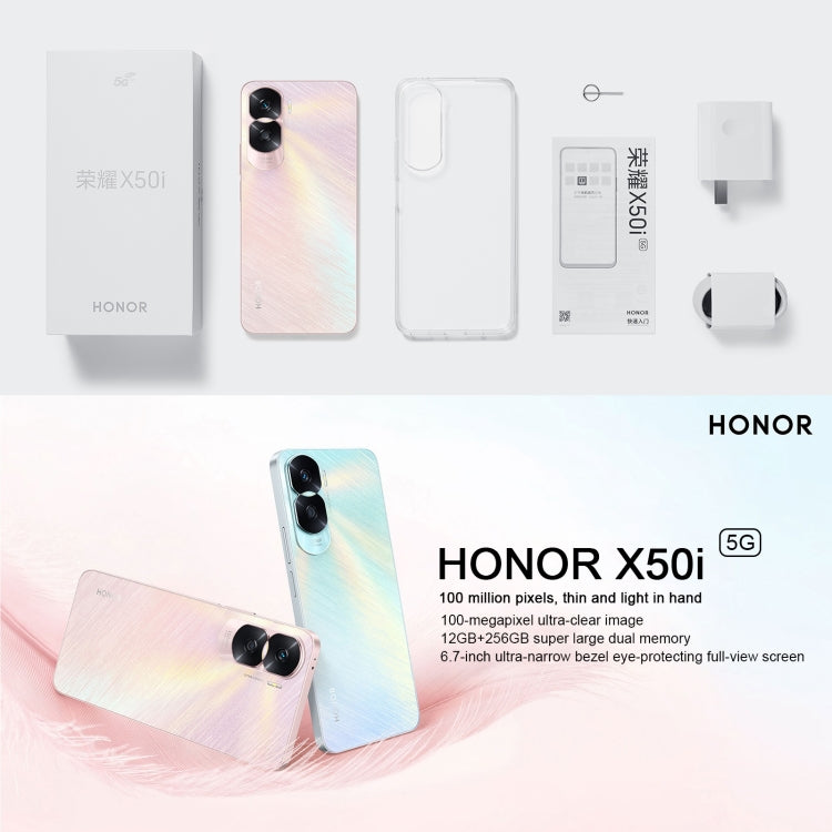 Honor X50i 5G CRT-AN00, 100MP Cameras, 8GB+256GB, China Version, Dual Back Cameras, Side Fingerprint Identification, 4500mAh Battery, 6.7 inch MagicOS 7.1 / Android 13 Dimensity 6020 Octa Core up to 2.2GHz, Network: 5G, OTG, Not Support Google Play(Pink) - Honor by Huawei | Online Shopping UK | buy2fix