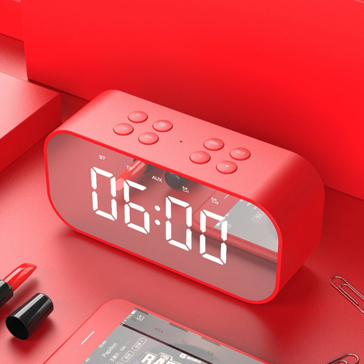 AEC BT501 Bluetooth 5.0 Mini Speaker with LED & Alarm Clock & Clock & Mirror, Support 32G TF Card(Red) - Mini Speaker by AEC | Online Shopping UK | buy2fix