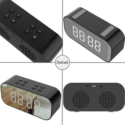 AEC BT501 Bluetooth 5.0 Mini Speaker with LED & Alarm Clock & Clock & Mirror, Support 32G TF Card(Red) - Mini Speaker by AEC | Online Shopping UK | buy2fix