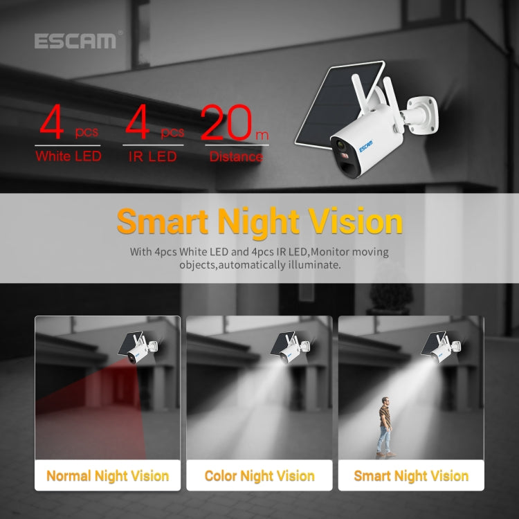 ESCAM QF490 HD 1080P 4G 3.8W Solar Panel IP Camera, EU Version - Bullet Camera by ESCAM | Online Shopping UK | buy2fix