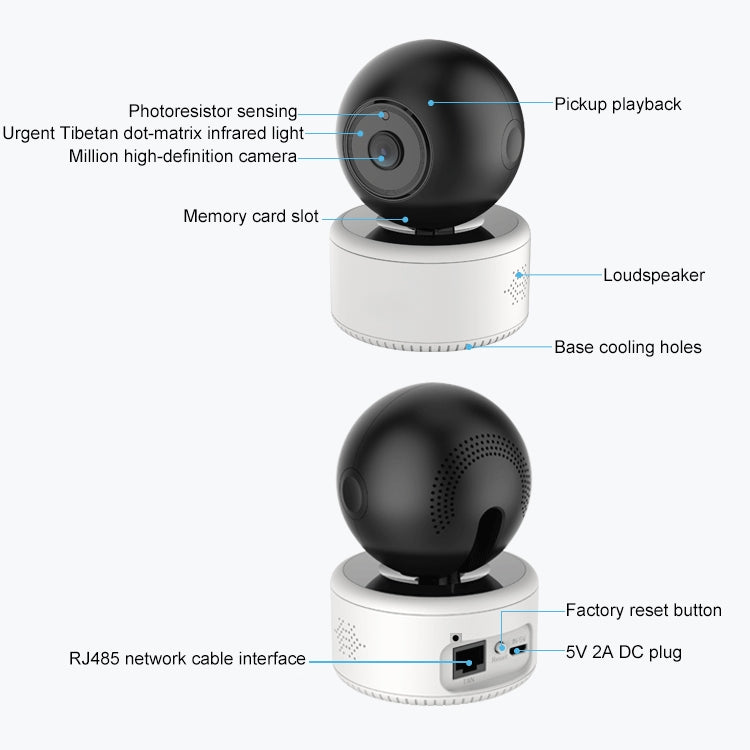 YT46 HD Wireless Indoor Network Shaking Head Camera, Support Motion Detection & Infrared Night Vision & Micro SD Card, EU Plug - Security by buy2fix | Online Shopping UK | buy2fix