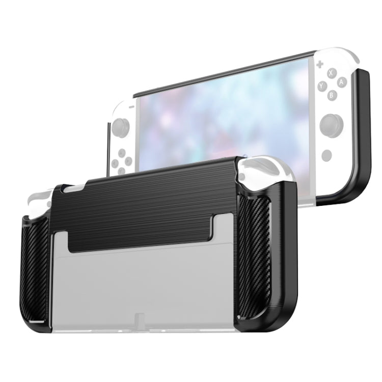 Carbon Fiber TPU Shockproof Protective Case For Nintendo Switch OLED(Black) - Cases by buy2fix | Online Shopping UK | buy2fix