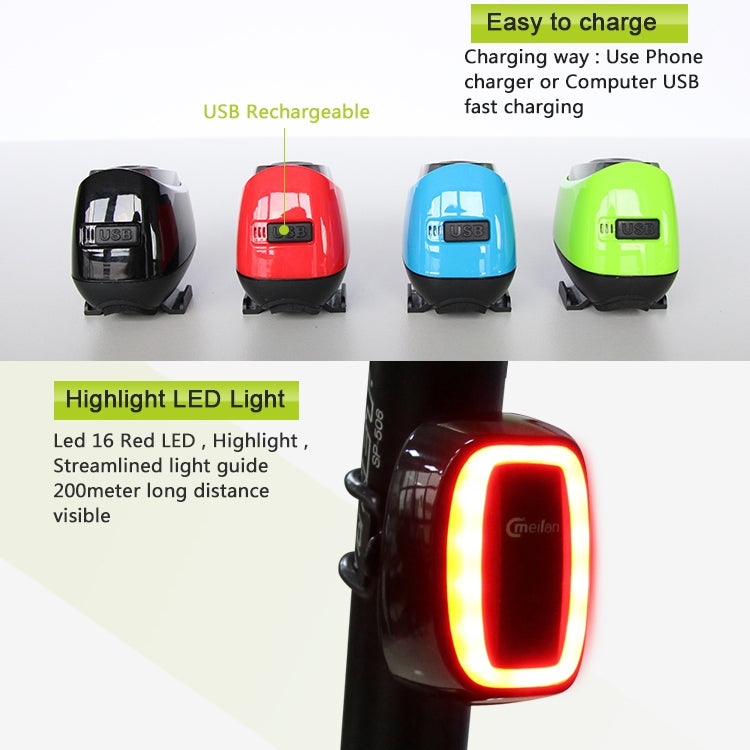 Meilan X6 Smart Auto Brake Rear Light Rechargeable Bicycle Tail Light(Black) - Outdoor & Sports by meilan | Online Shopping UK | buy2fix