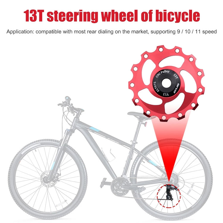 GUB V13 13T Bicycle Rear Derailleur Jockey Wheel (Black Red) - Outdoor & Sports by GUB | Online Shopping UK | buy2fix