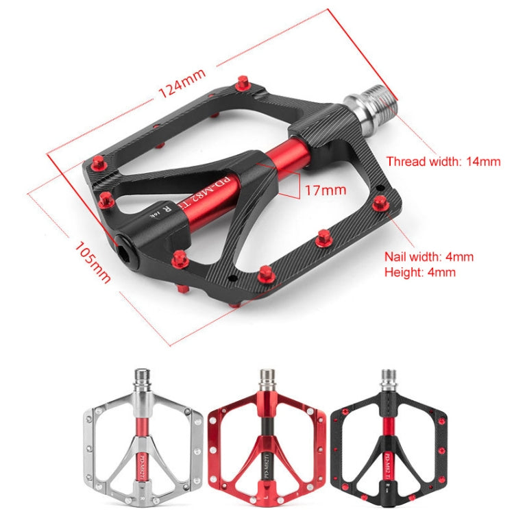 PROMEND PD-M82-TI 1 Pair Mountain Bicycle Titanium Alloy Shaft 3-Bearings Wide Pedals (Red) - Outdoor & Sports by PROMEND | Online Shopping UK | buy2fix